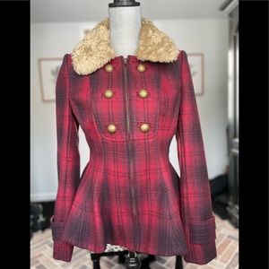 Anthropologie Elevenses Plaid Wool Blend Coat